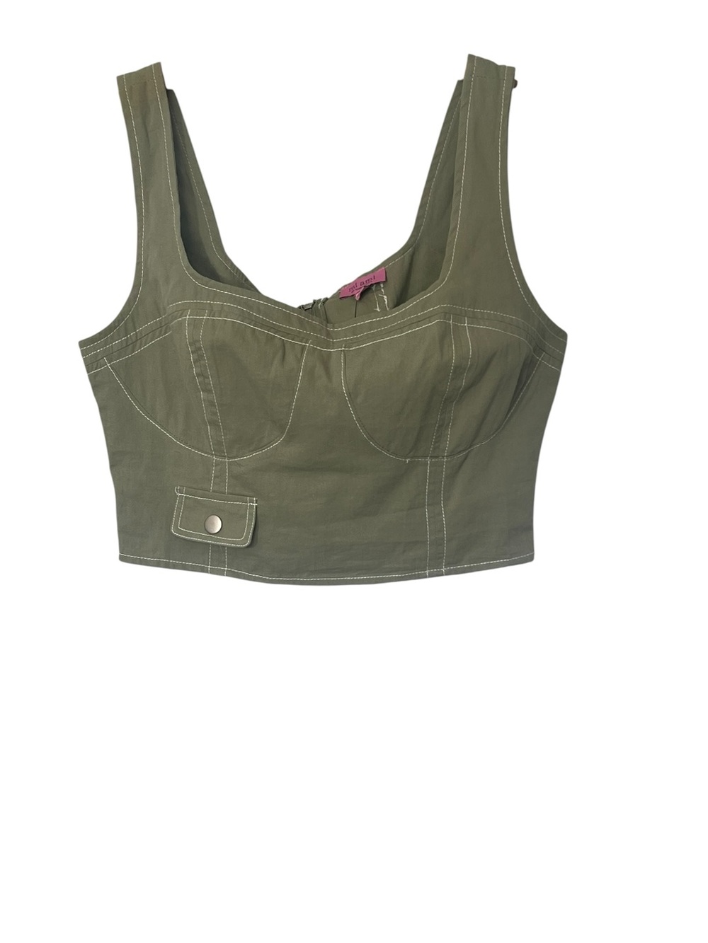 Francesca's Shevaun Cropped Bustier Tank Size M Sage NEW Y2K Streetwear Utility